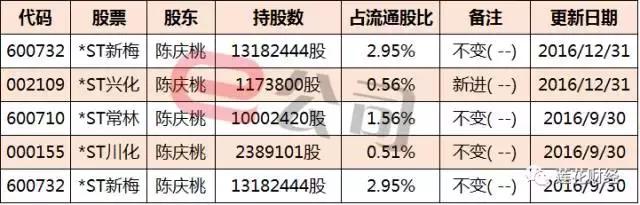 陈庆桃最新持股情况揭晓